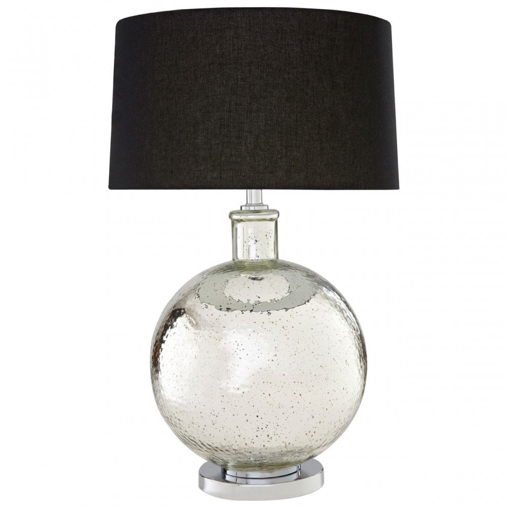 Aysel Table Lamp (EU Plug), Glass, Linen, Silver