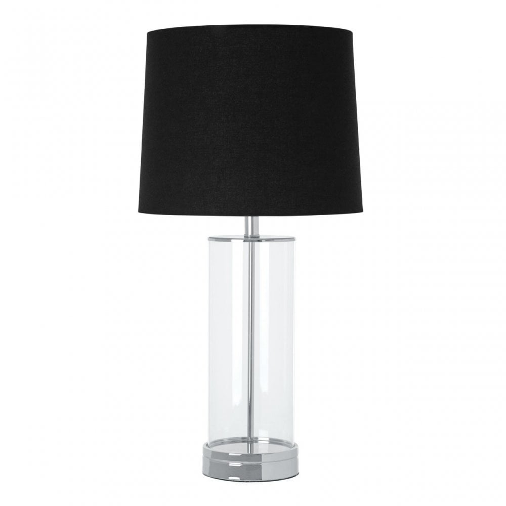 Ludo Table Lamp, Fabric, Glass, Black