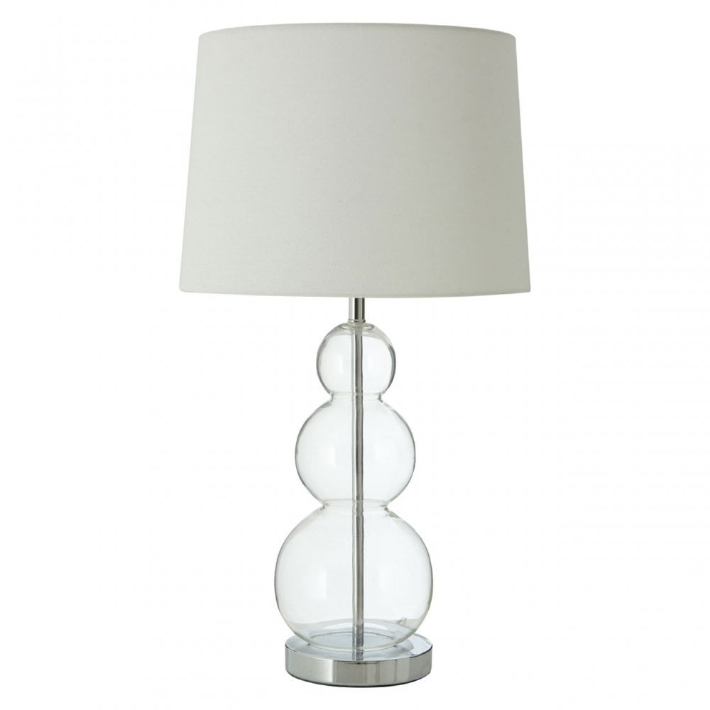 Luke Table Lamp, Fabric, Glass, Silver