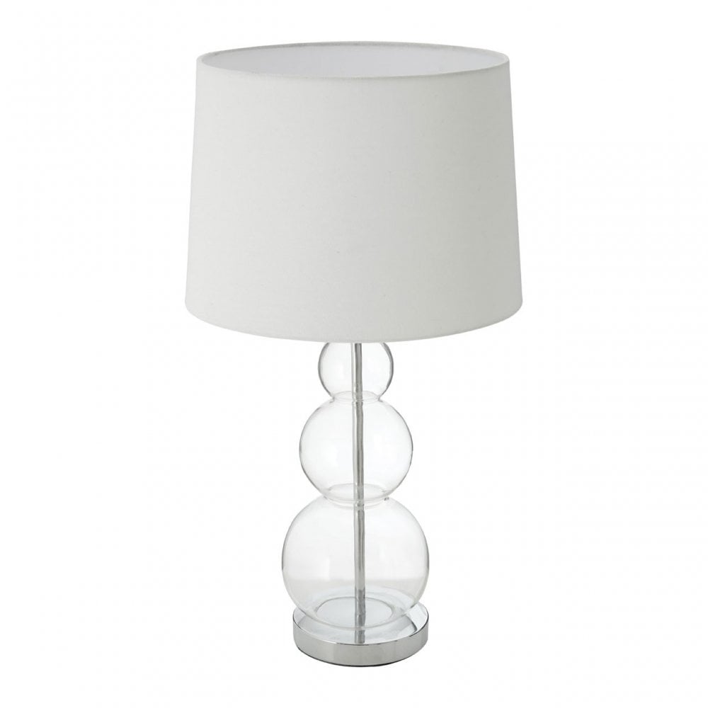 Luke Table Lamp, Fabric, Glass, Silver