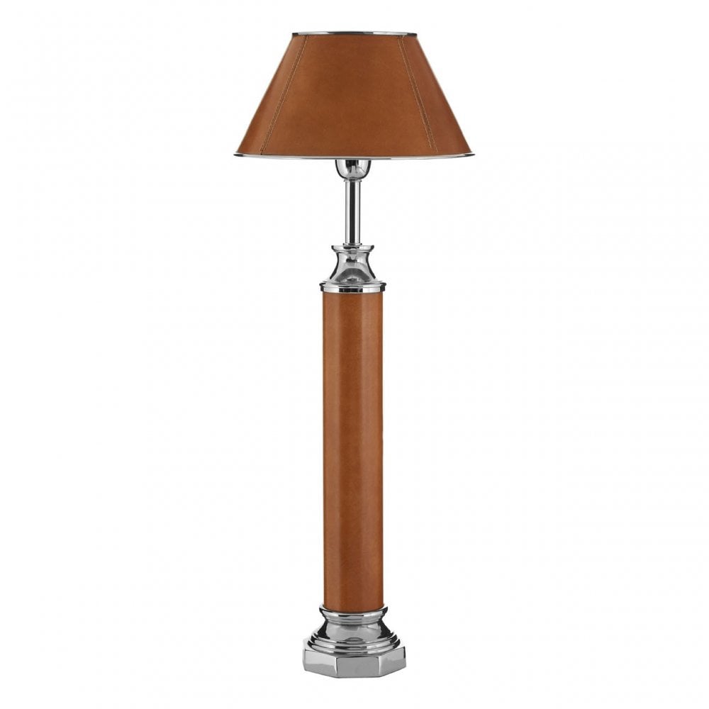 Oxlane Oxlane Churchill Table Lamp, Aluminium, Brass, Leather, Iron, Steel, Brown