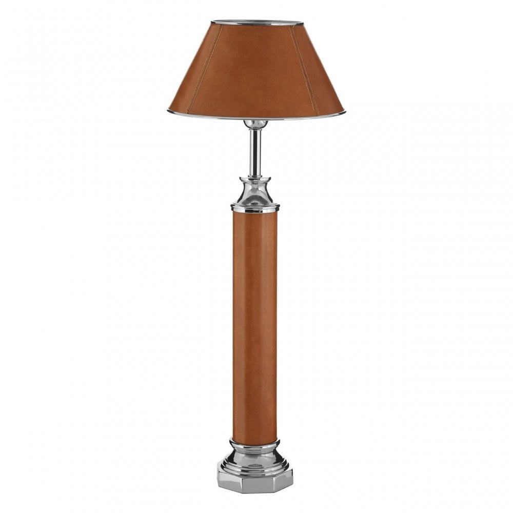 Oxlane Oxlane Churchill Table Lamp, Aluminium, Brass, Leather, Iron, Steel, Brown