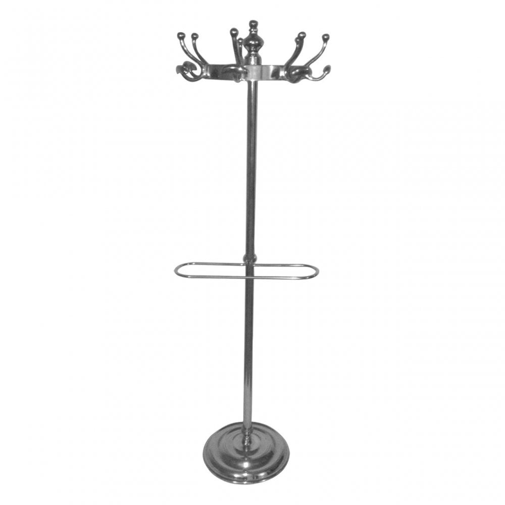 Floorstanding Polished Aluminium Coat Stand, Aluminium, Silver