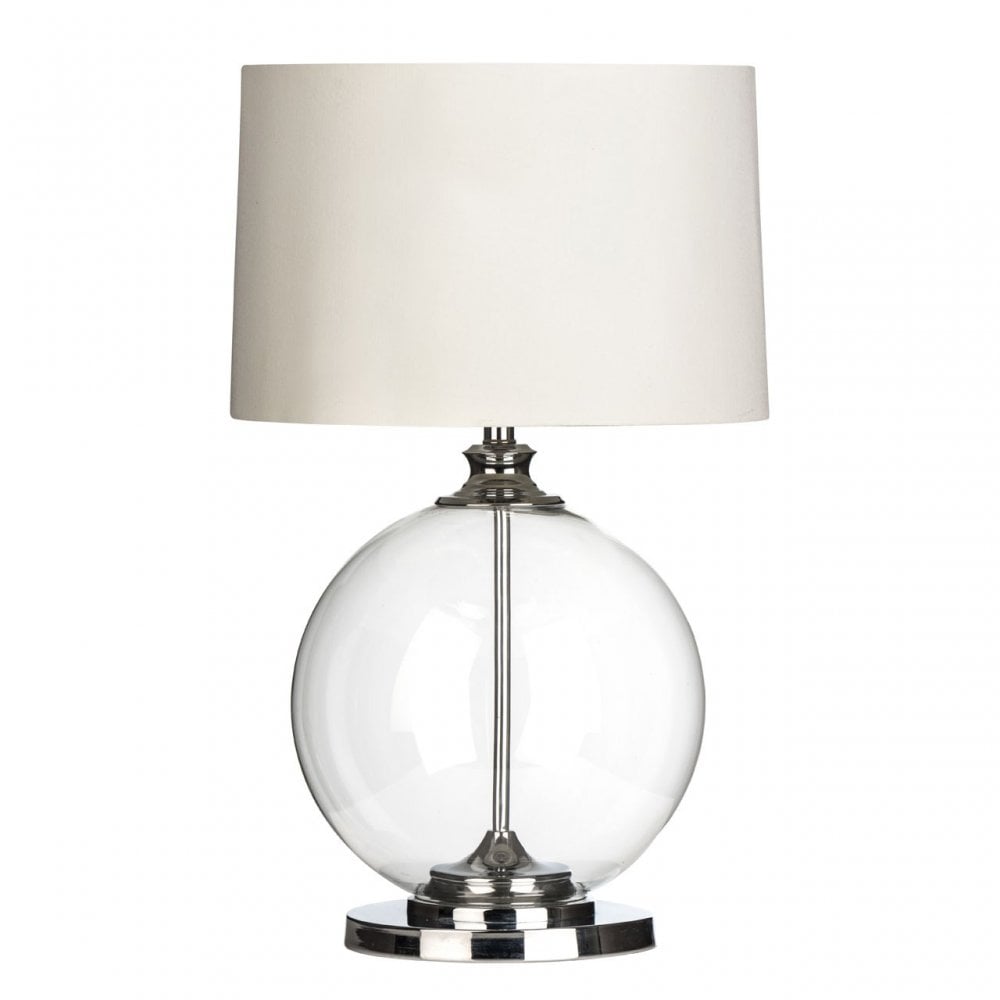 Edna Table Lamp, Glass, Linen, Clear