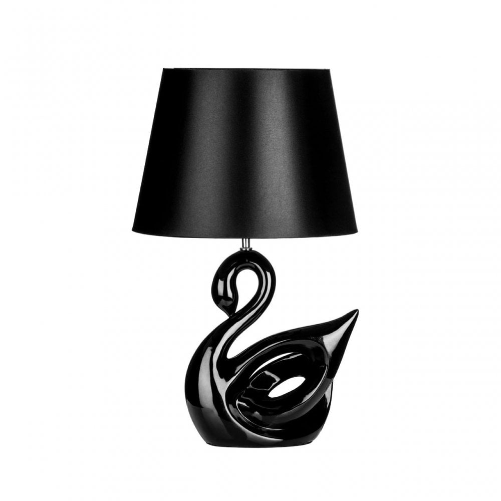 Swan Table Lamp, Polyresin, Black