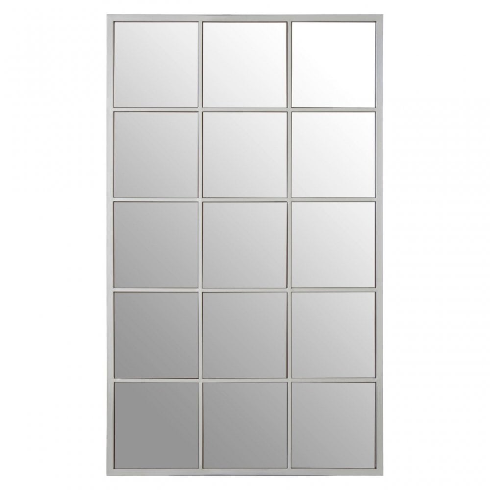 Descartes Large Wall Mirror, Mirrored Glass, Stainless Steel, Silver