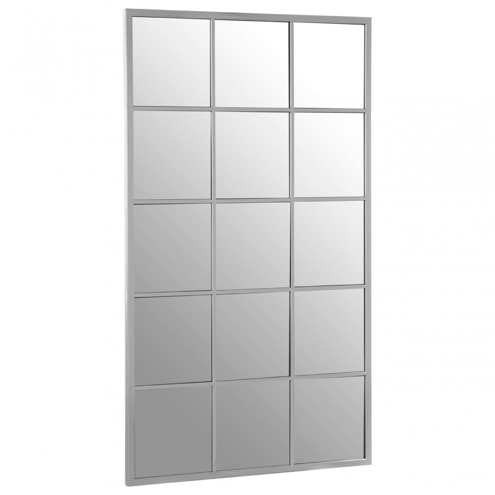 Descartes Large Wall Mirror, Mirrored Glass, Stainless Steel, Silver