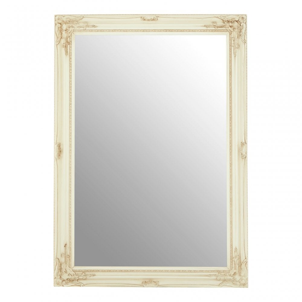 Zelma Bone White Wall Mirror, Wood, Mirrored, White