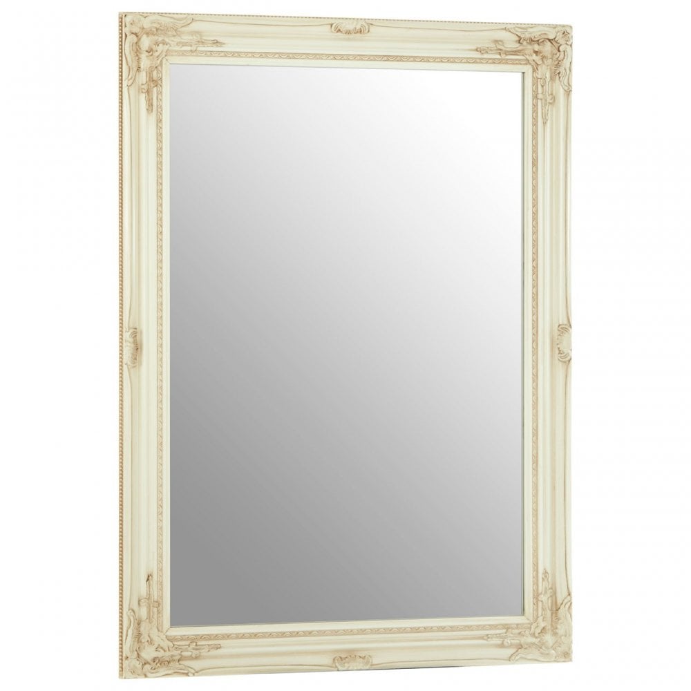 Zelma Bone White Wall Mirror, Wood, Mirrored, White