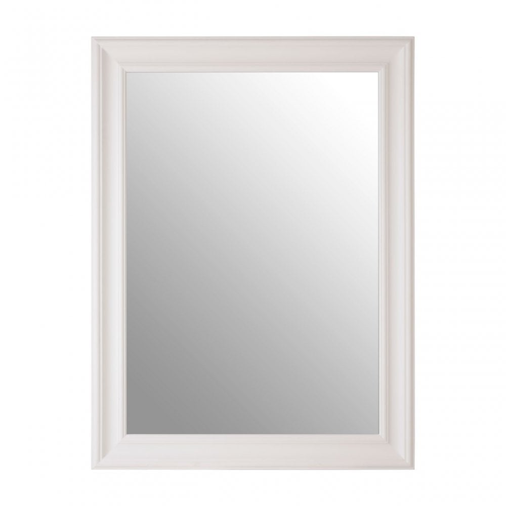 Zelma White Finish Wall Mirror, Wood, Mirrored, White