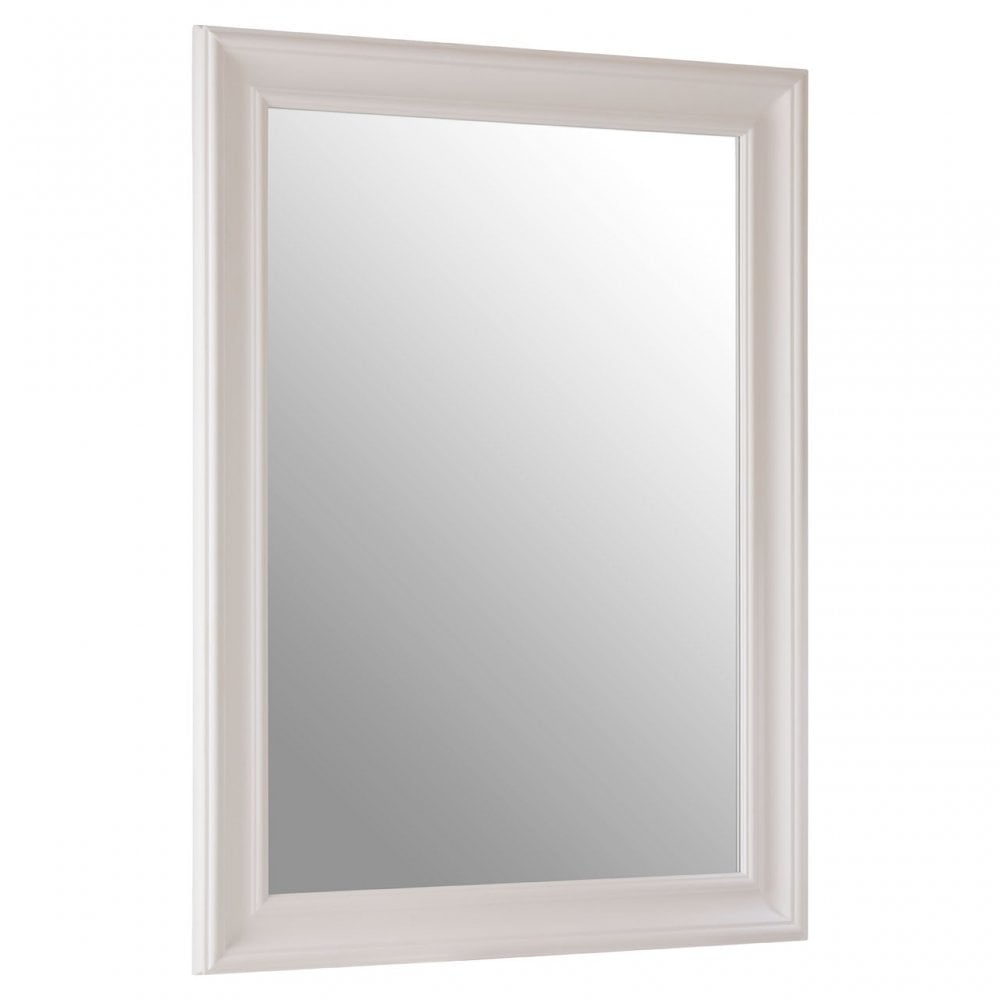 Zelma White Finish Wall Mirror, Wood, Mirrored, White