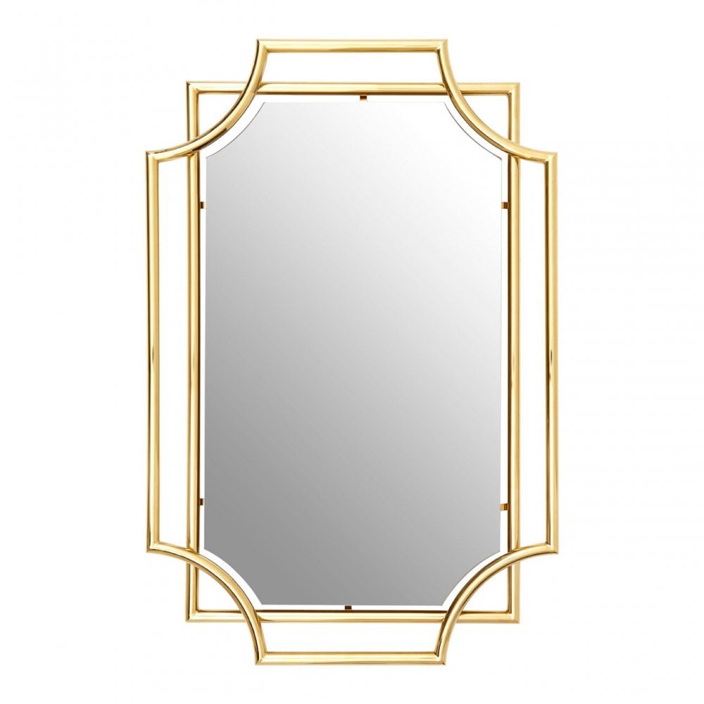 Meissa Overlapped Design Wall Mirror, Mirrored Glass, Gold