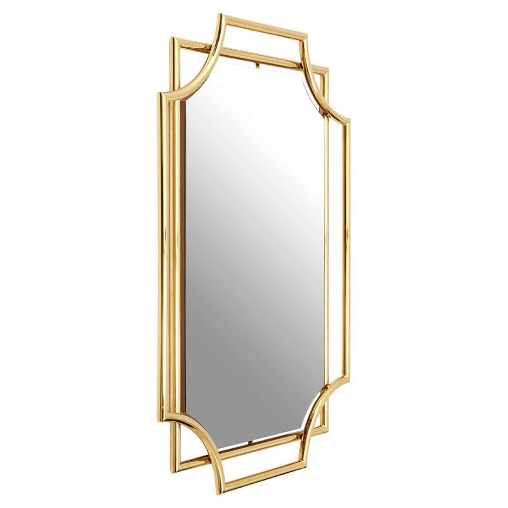 Meissa Overlapped Design Wall Mirror, Mirrored Glass, Gold