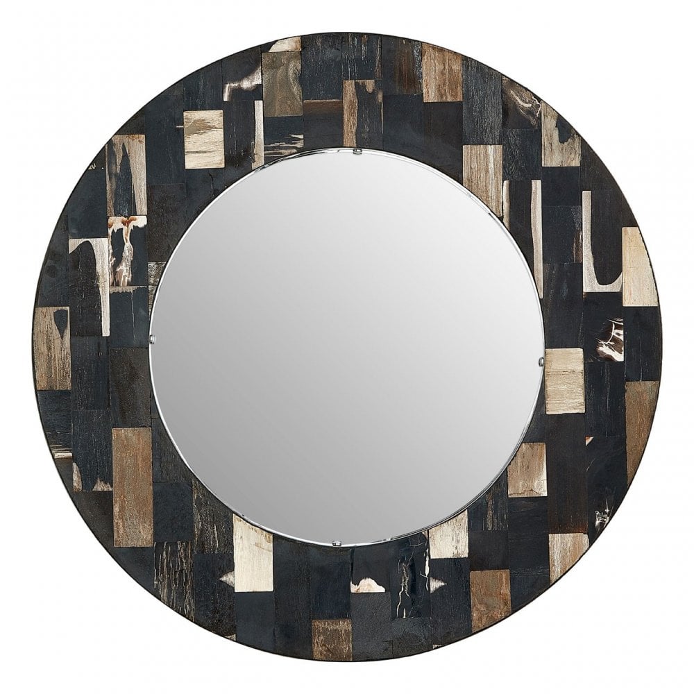 Artefacto Petrified Wood Wall Mirror, Brass