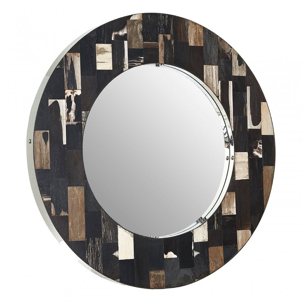 Artefacto Petrified Wood Wall Mirror, Brass