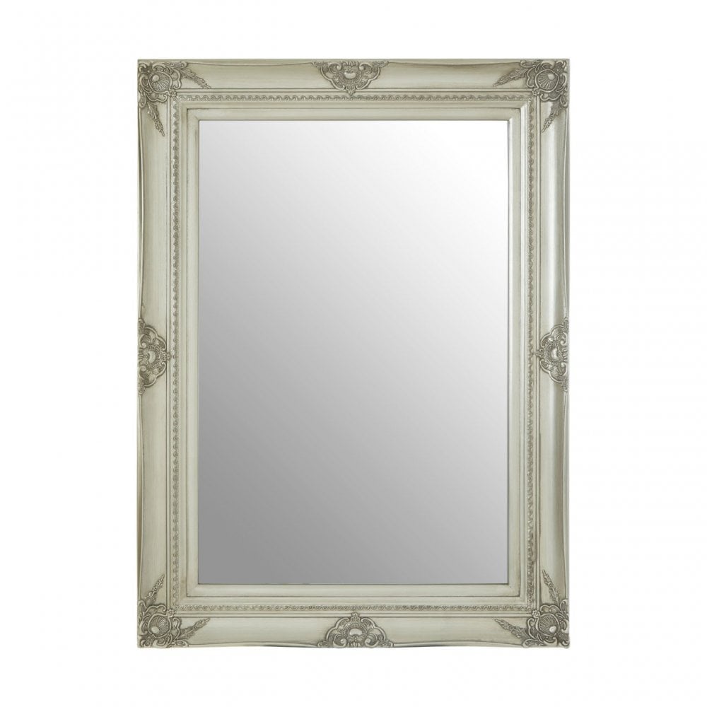 Bourbin Rectangular Silver Wall Mirror, Silver