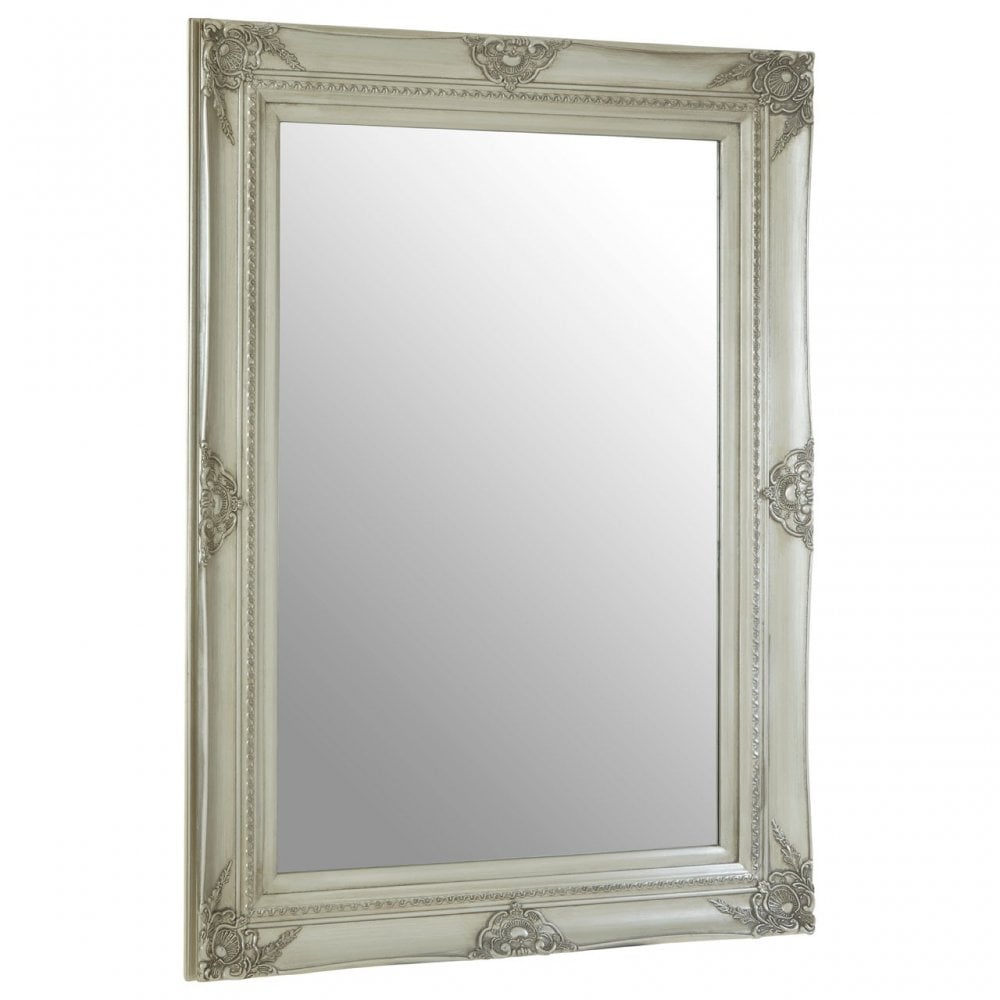 Bourbin Rectangular Silver Wall Mirror, Silver