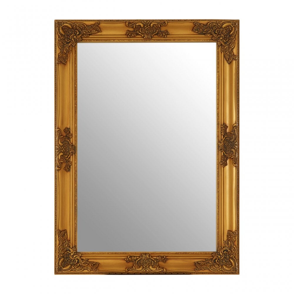 Carly Wall Mirror, Wood, Mirrored Glass, Wood, Gold