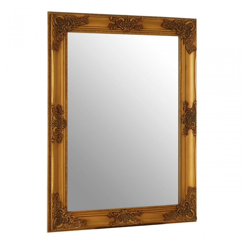 Carly Wall Mirror, Wood, Mirrored Glass, Wood, Gold