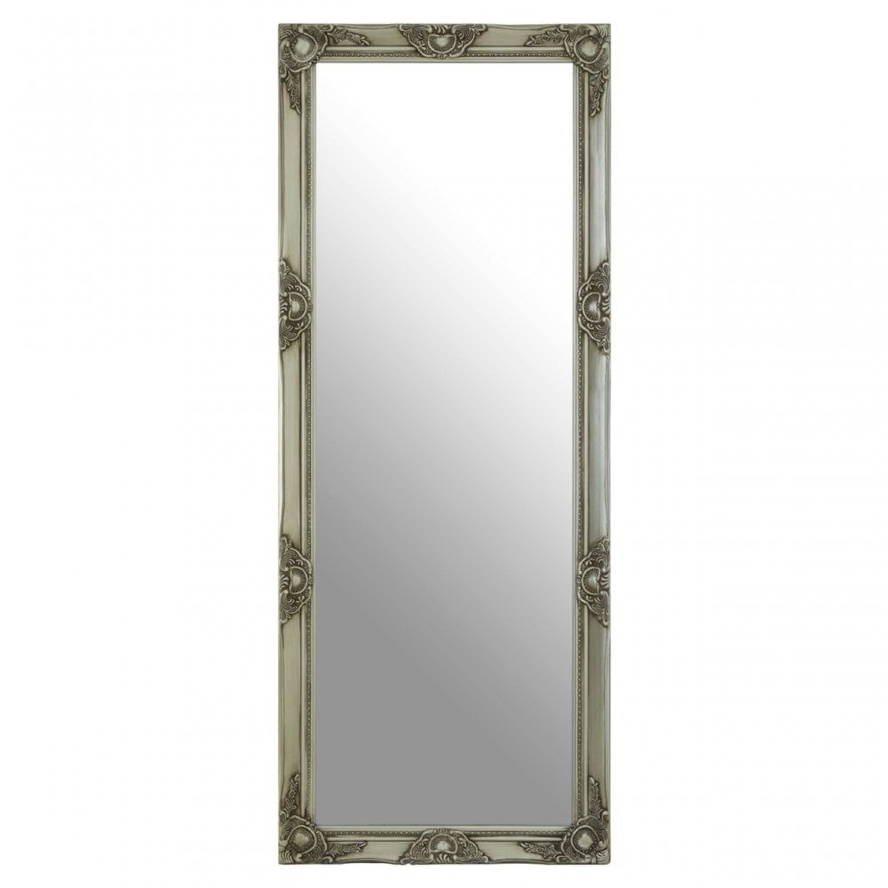 Zelma Antique Silver Wall Mirror, Wood, Mirrored, Silver