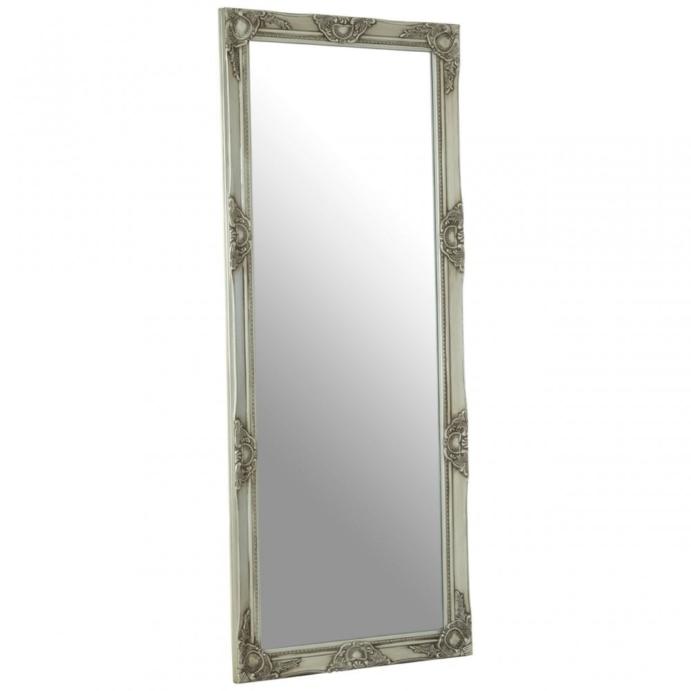 Zelma Antique Silver Wall Mirror, Wood, Mirrored, Silver