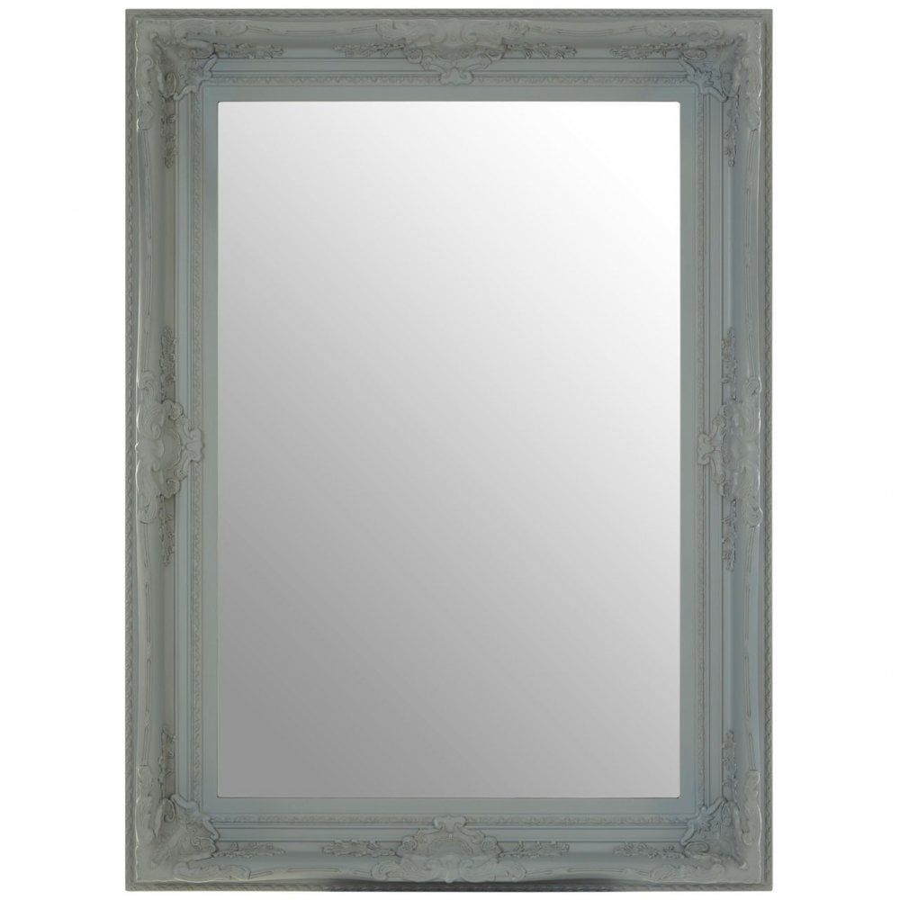 Bourbin Rectangular Antique Grey Wall Mirror, Mirrored Glass, Wood, Grey