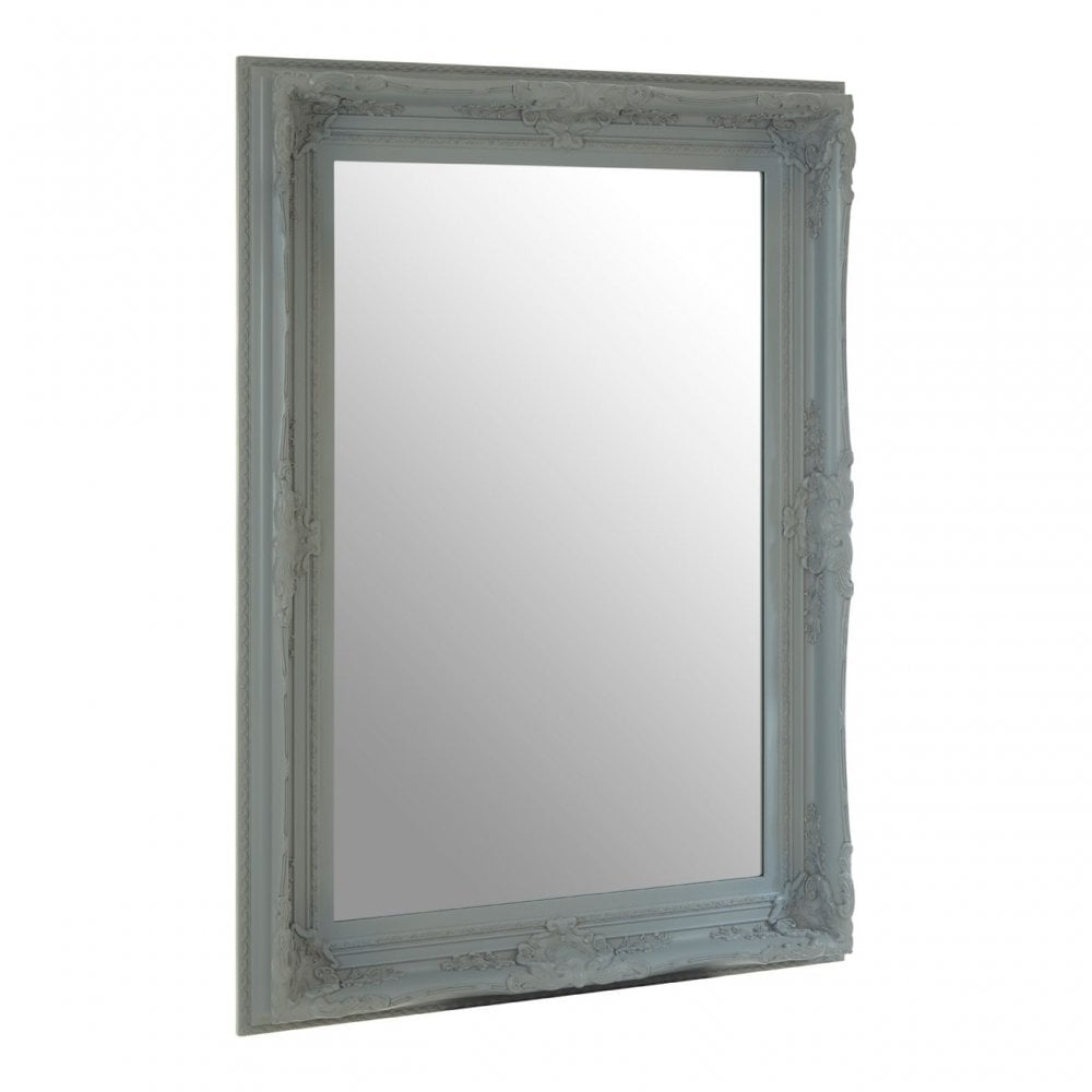 Bourbin Rectangular Antique Grey Wall Mirror, Mirrored Glass, Wood, Grey