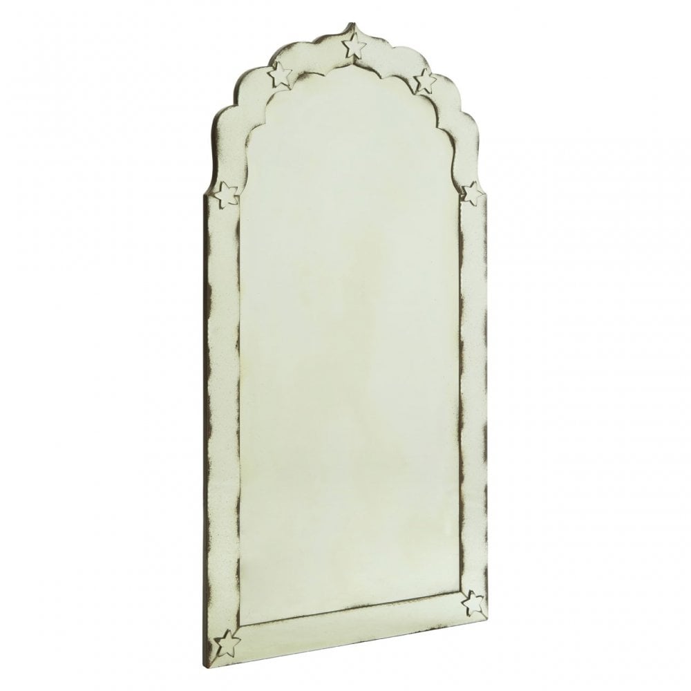 Rizzar Arched / Star Detail Wall Mirror, Glass, Plywood, Black