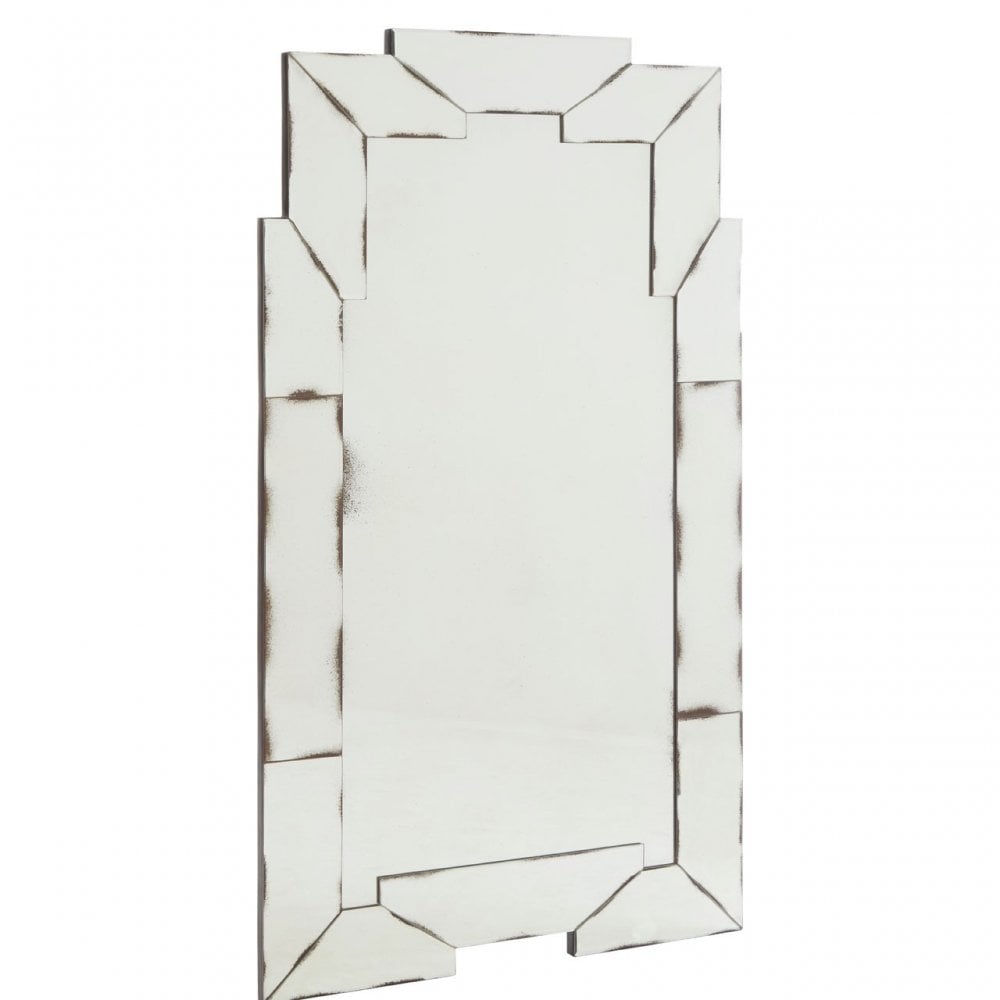 Rizzar Wall Mirror with Cut Out Design Frame, Glass, Black