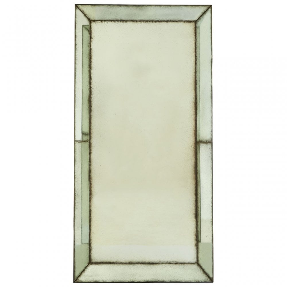 Rizzar Large Wall Mirror with Bevelled Edges, Glass, Plywood, Black