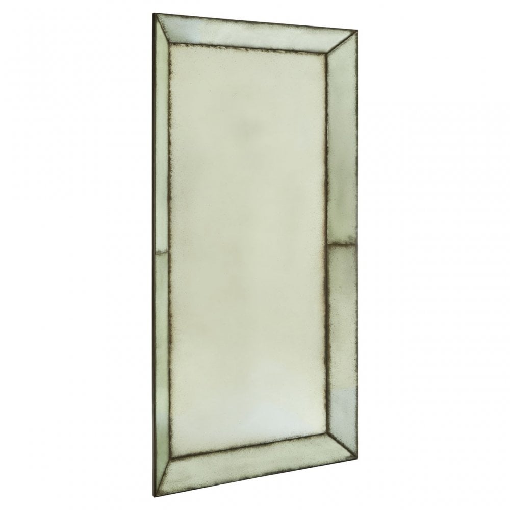 Rizzar Large Wall Mirror with Bevelled Edges, Glass, Plywood, Black