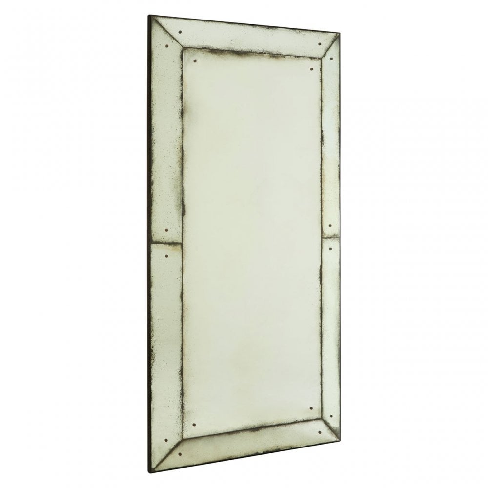 Rizzar Large Panelled Wall Mirror, Glass, Plywood, Black