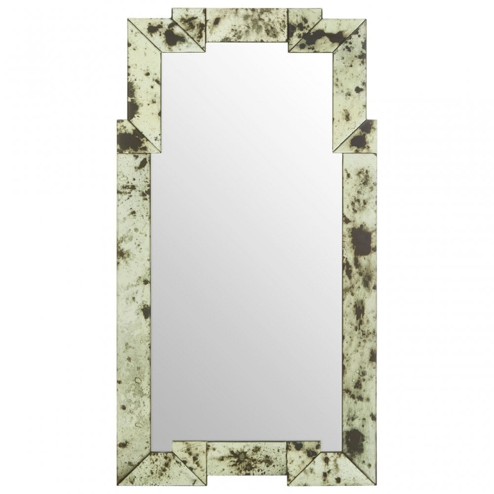 Rizzar Rectangular/Cut Out Frame Wall Mirror, Glass, Plywood, Black