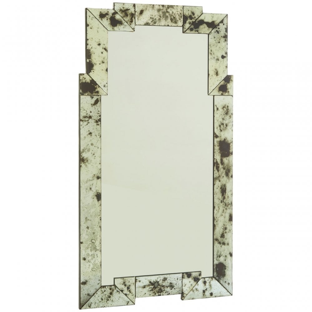 Rizzar Rectangular/Cut Out Frame Wall Mirror, Glass, Plywood, Black