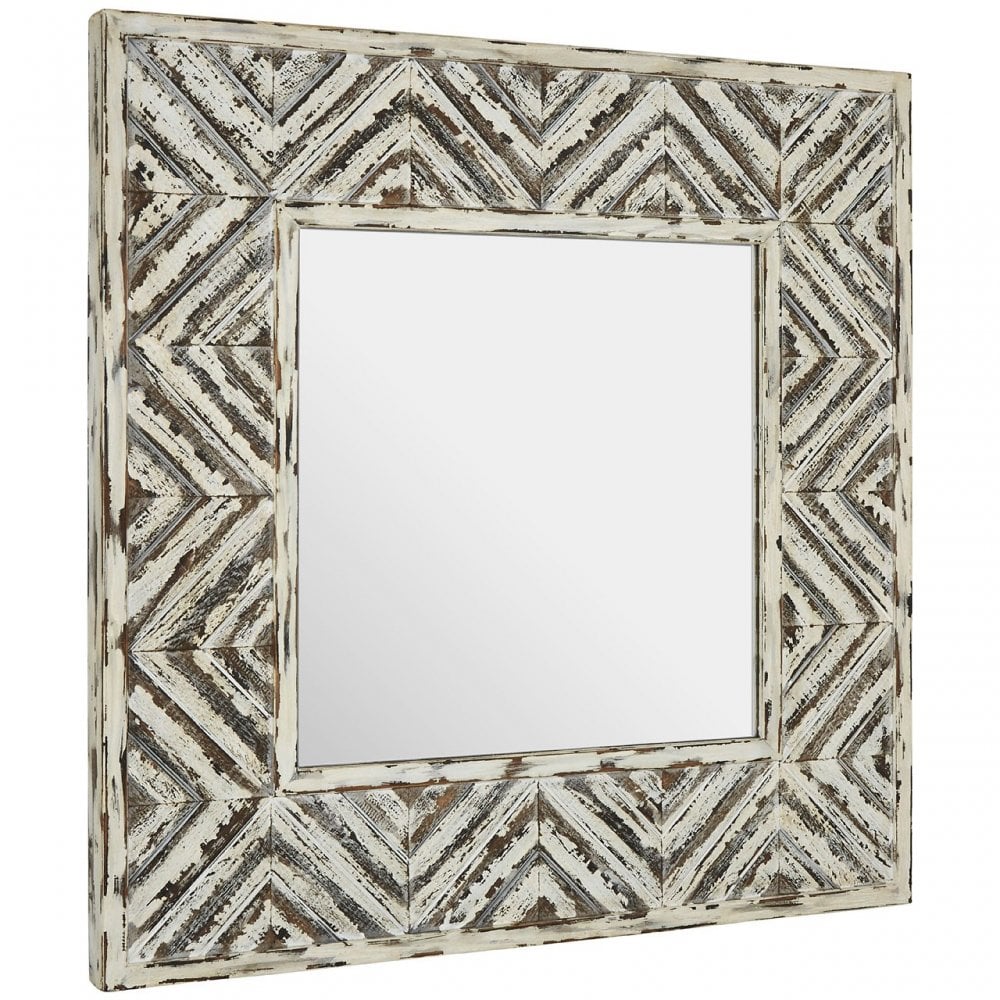 Lombok Wall Mirror, Fir Wood, Mirrored Glass, Multi-Coloured