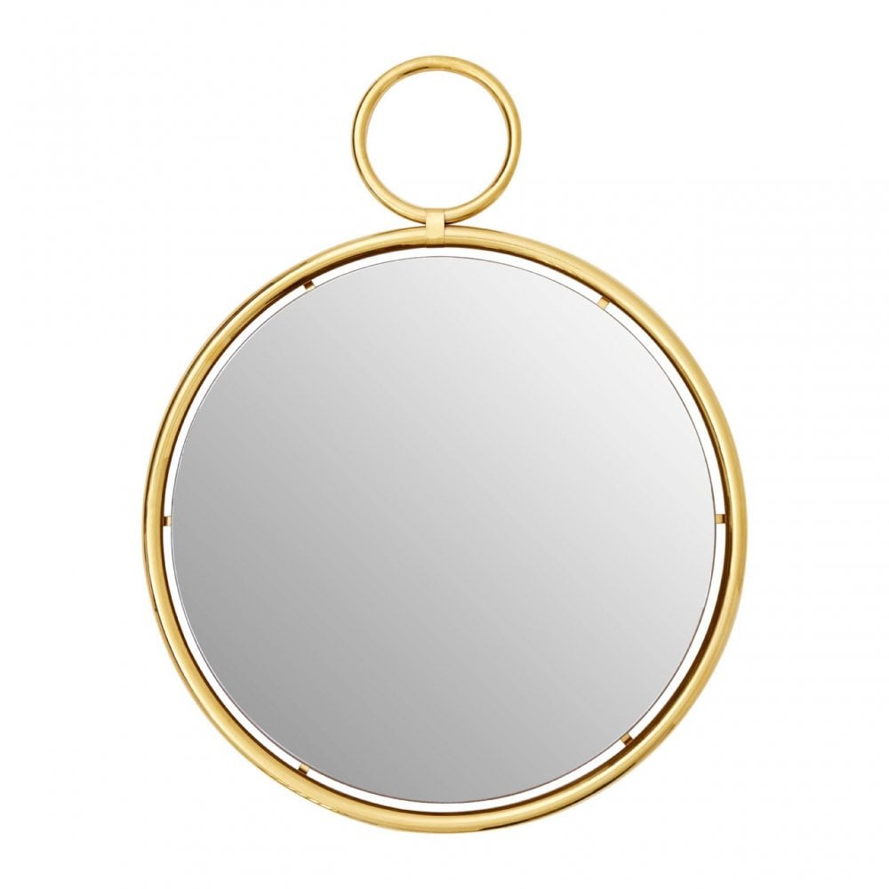 Meissa Round Pendant Wall Mirror, Mirrored Glass, Gold