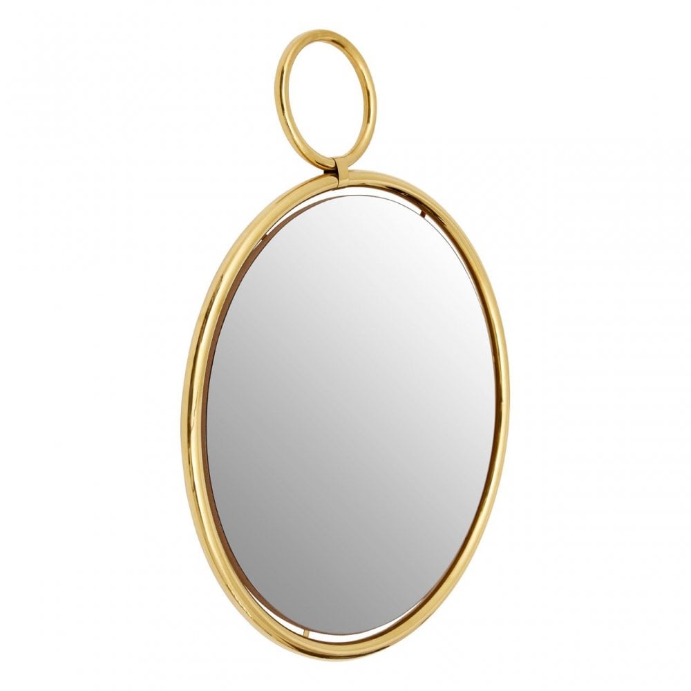 Meissa Round Pendant Wall Mirror, Mirrored Glass, Gold