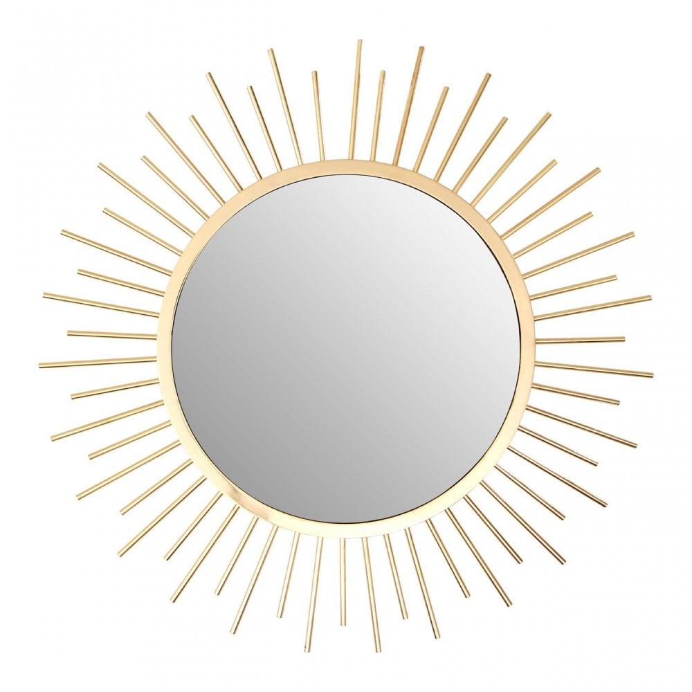 Meissa Sunburst Wall Mirror, Mirrored Glass, Gold