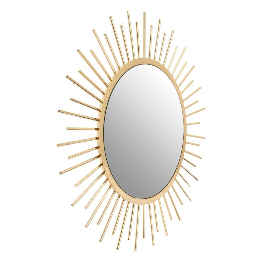 Meissa Sunburst Wall Mirror, Mirrored Glass, Gold