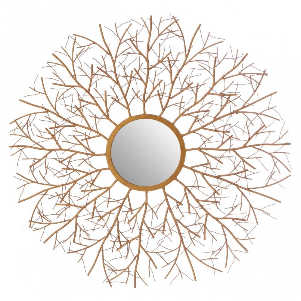 Zodiac Twig Wall Mirror, Glass, Gold