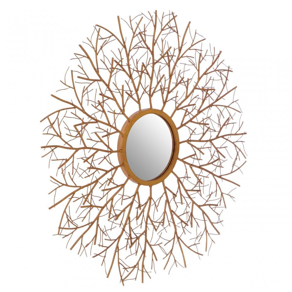 Zodiac Twig Wall Mirror, Glass, Gold