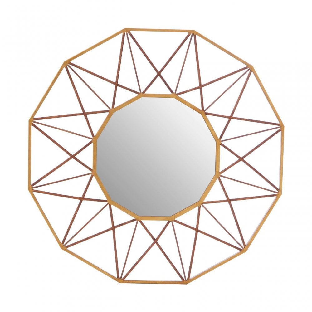 Zodiac Geo Wall Mirror, Glass, Gold