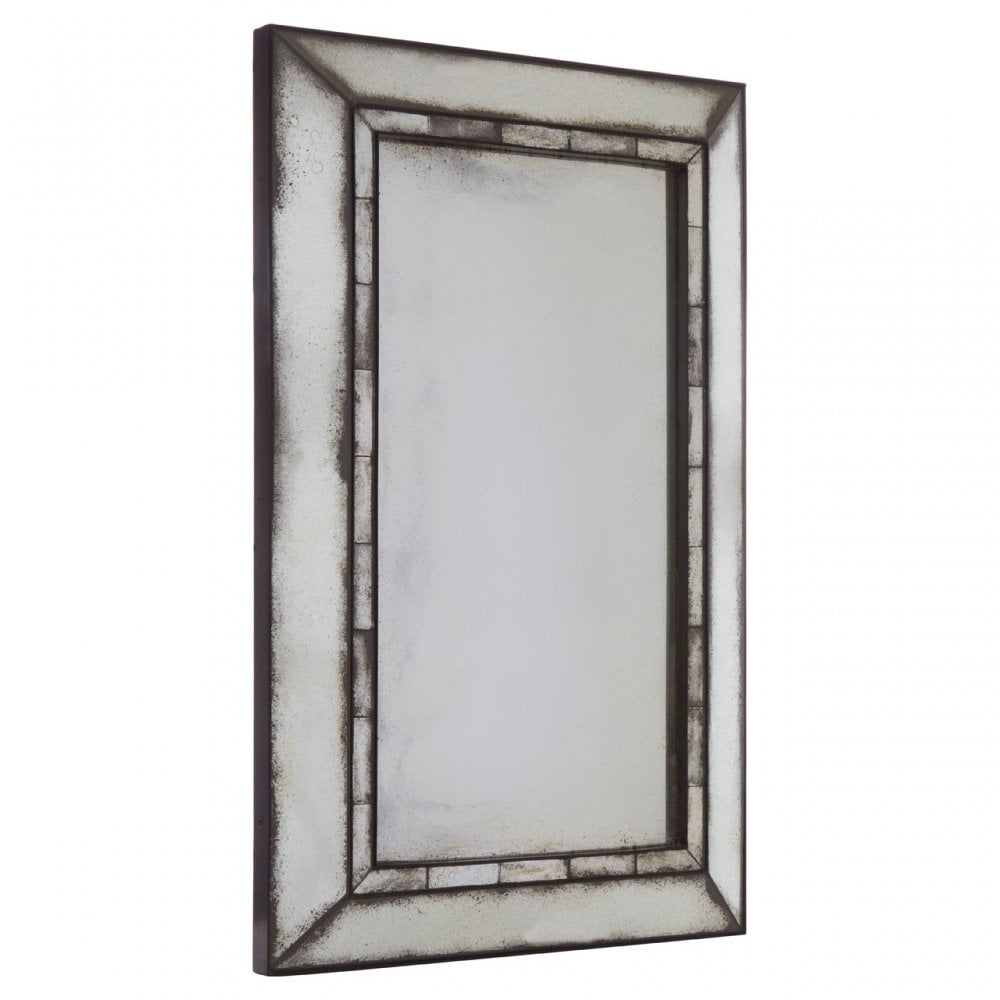 Rizzar Rectangular / Tiled Wall Mirror, Glass, Plywood, Black