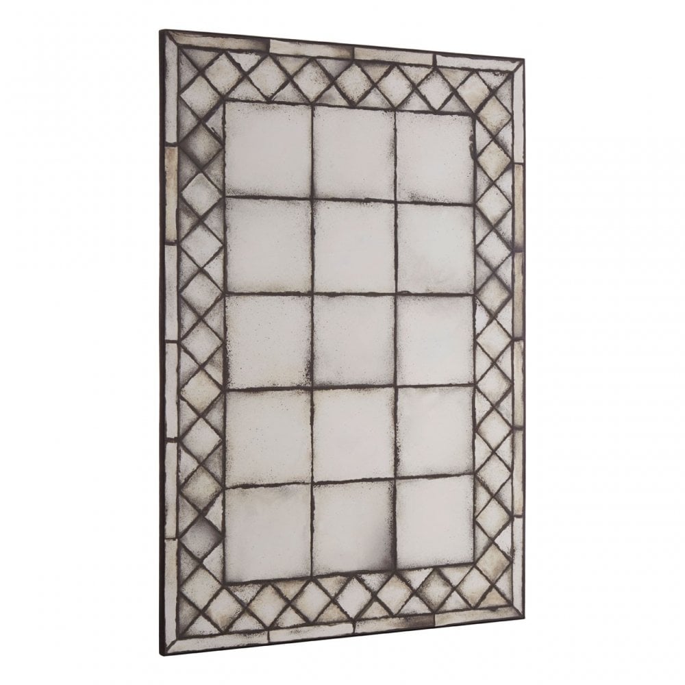 Rizzar Cross Frame Wall Mirror, Glass, Plywood, Black