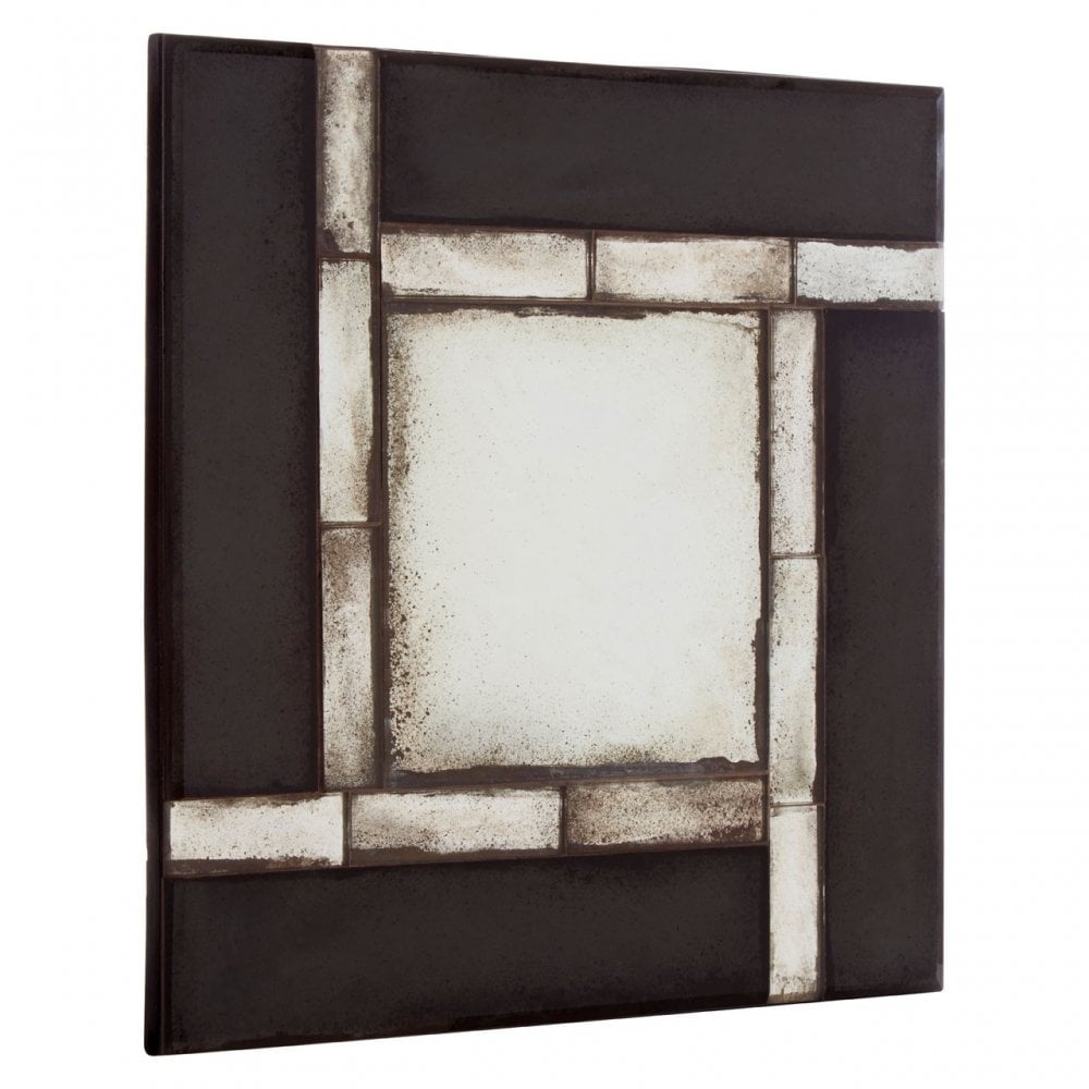 Rizzar Square / Tiled Design Wall Mirror, Glass, Plywood, Black