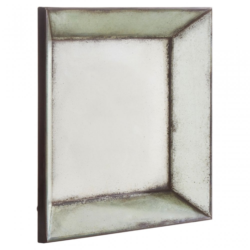 Rizzar Square Wall Mirror, Glass, Plywood, Black