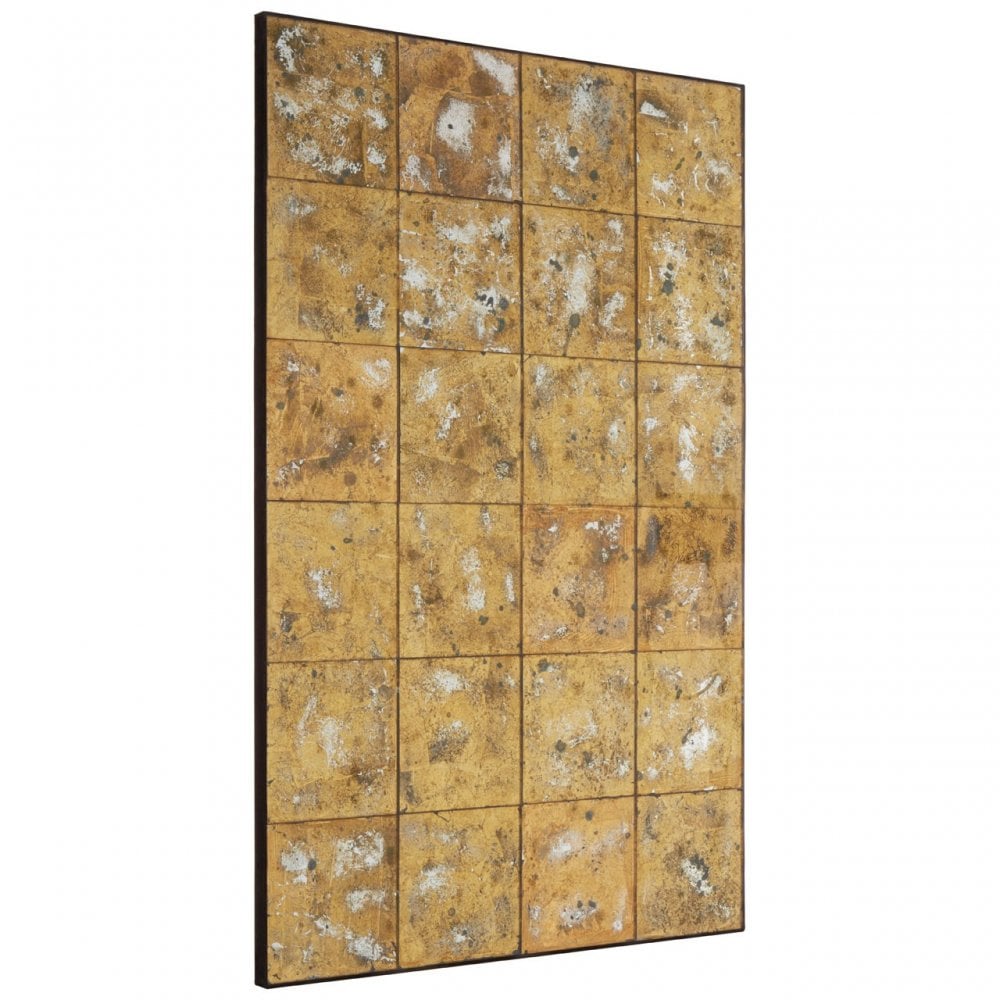 Rizzar Gold Finish Frame Wall Mirror, Glass, Plywood, Gold