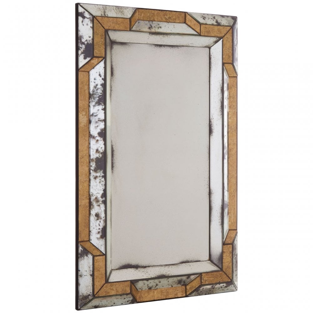 Rizzar 3D Black / Gold Finish Wall Mirror, Glass, Plywood, Gold