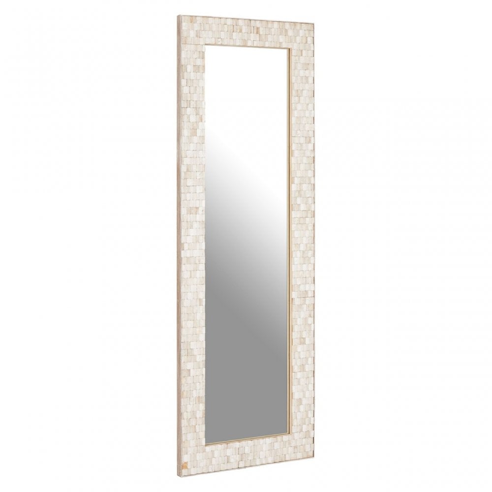 Festuel Rectangular Wall Mirror, Mirrored Glass, Teak, White