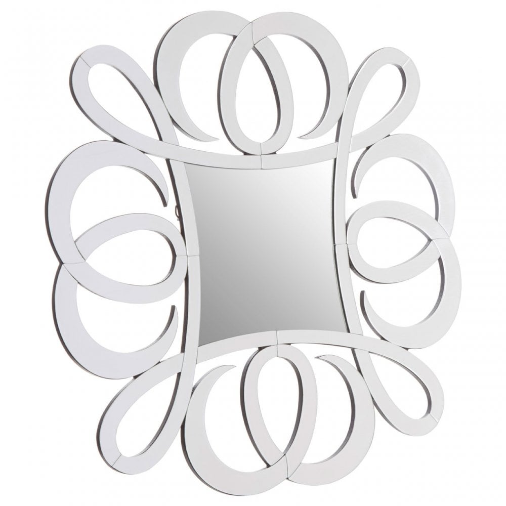 Gladis Wall Mirror, Crystal Mirror, Silver